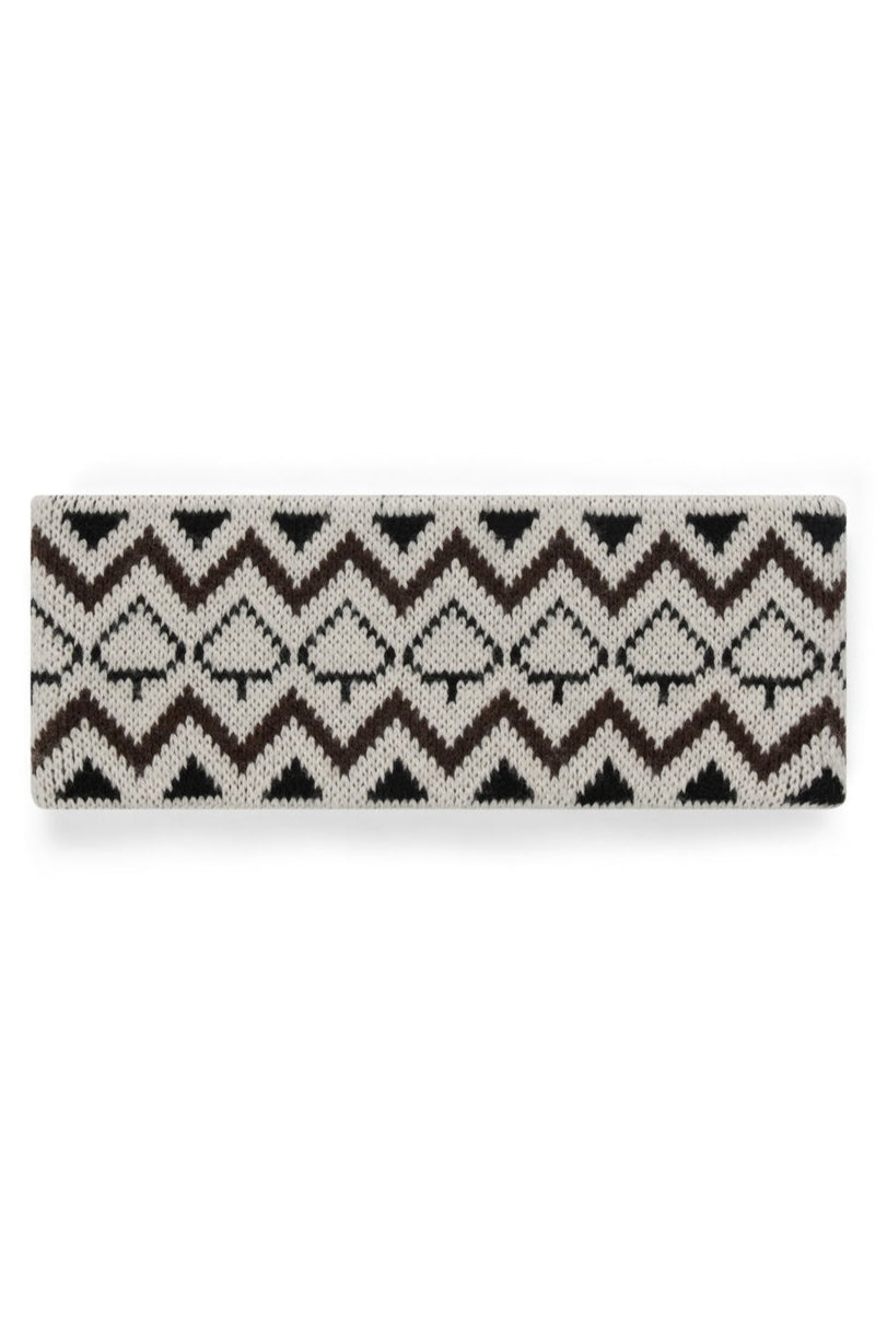 Black and white patterned headband on a white background