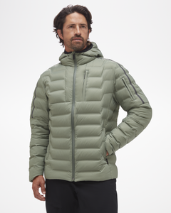 Men's mid-layer, puff jacket displayed shoulder pocket, side pockets and chest pockets