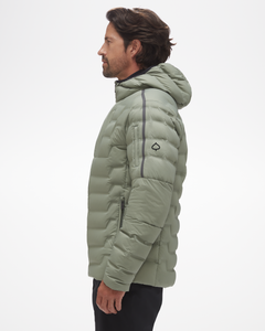 Men's mid-layer, by aspen collection, side view. Puff jacket in sage