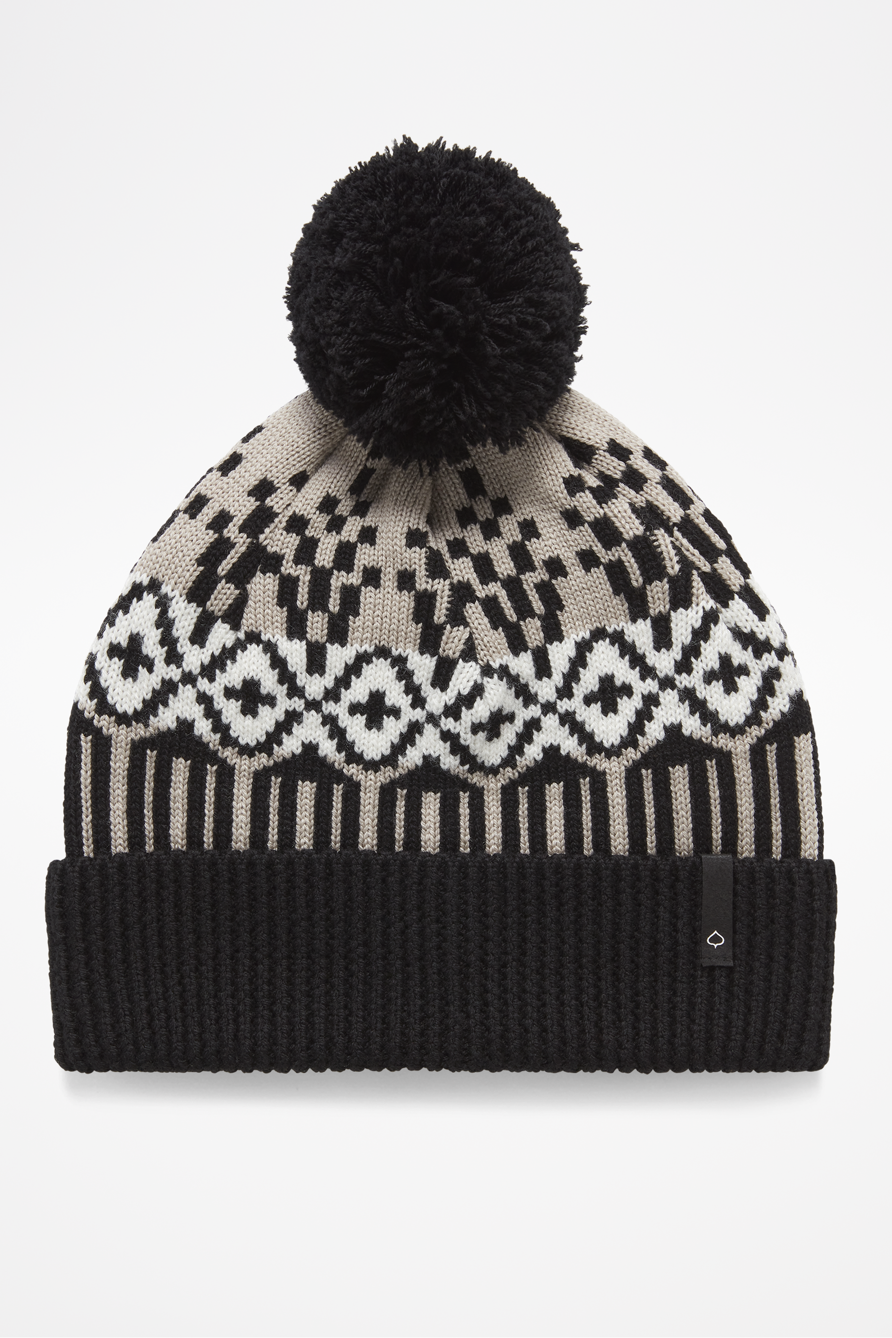 New Custom Designed Gray Cashmere Blend Pom Beanie with Black Sequined Heart. NIKI - Beanie with Interchangeable Pom Pom main image 2