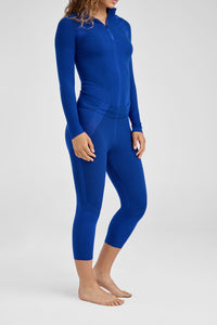 front of blue baselayer set on model