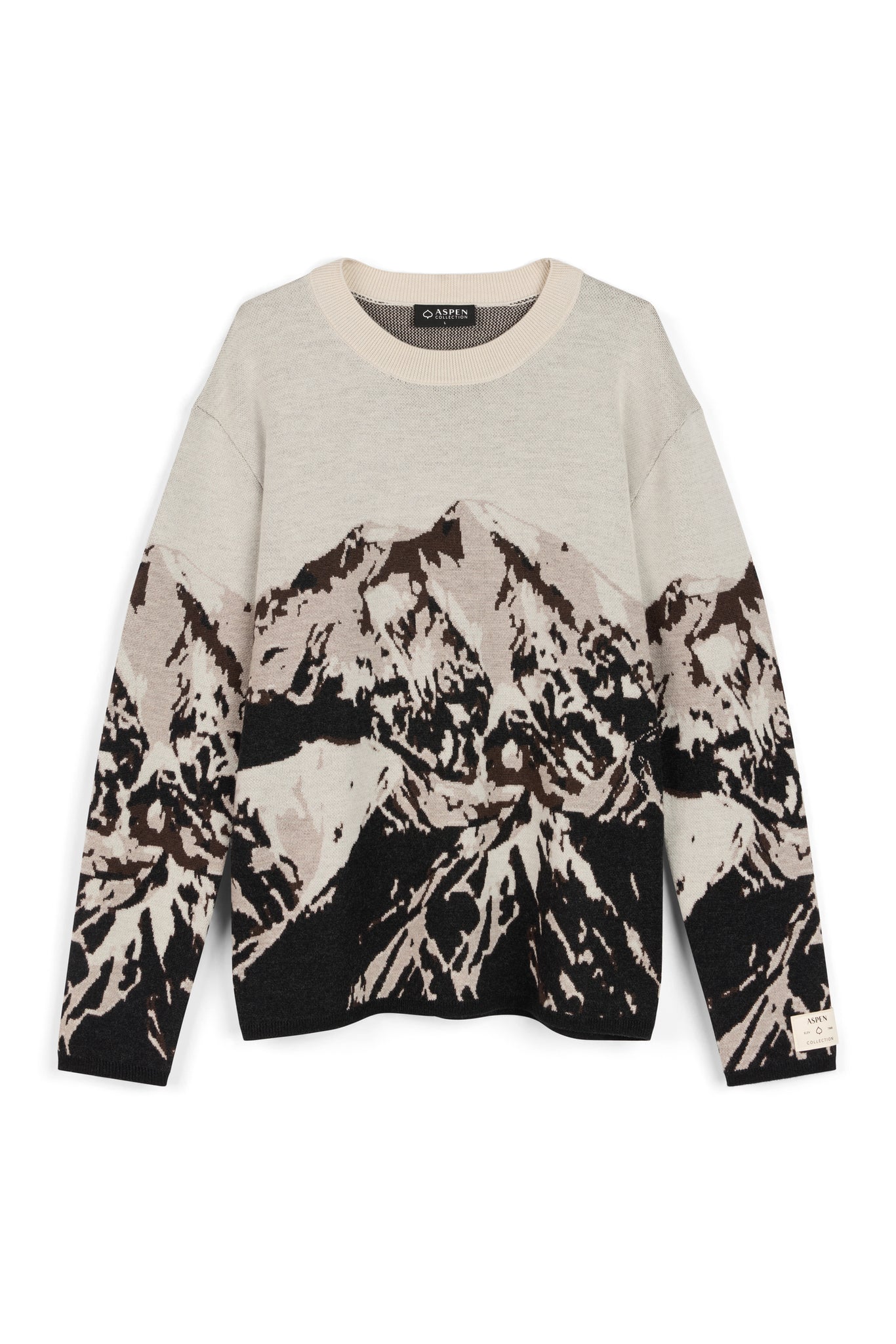 Sweater with mountain design on a white background