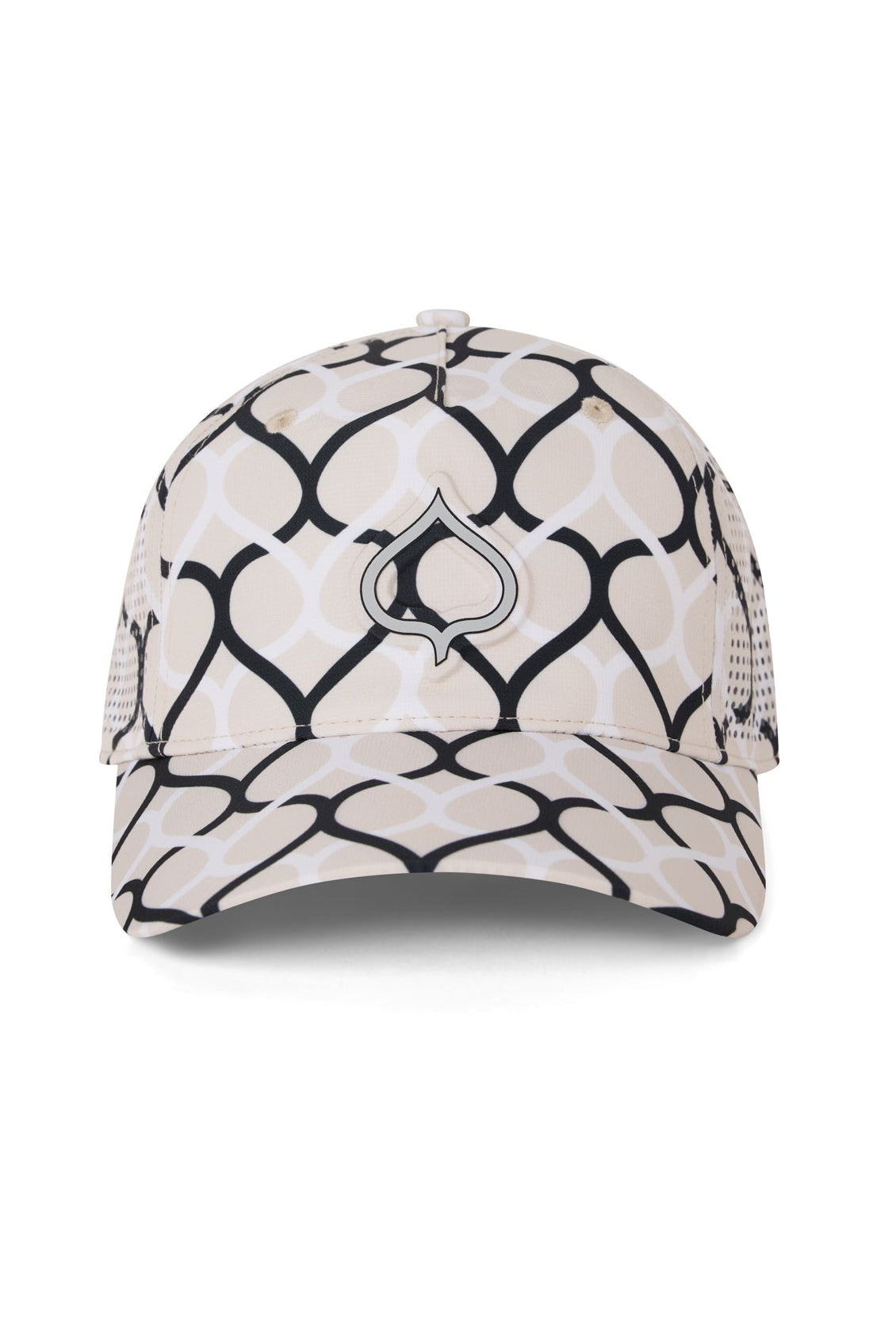 Baseball cap with geometric pattern on a white background
