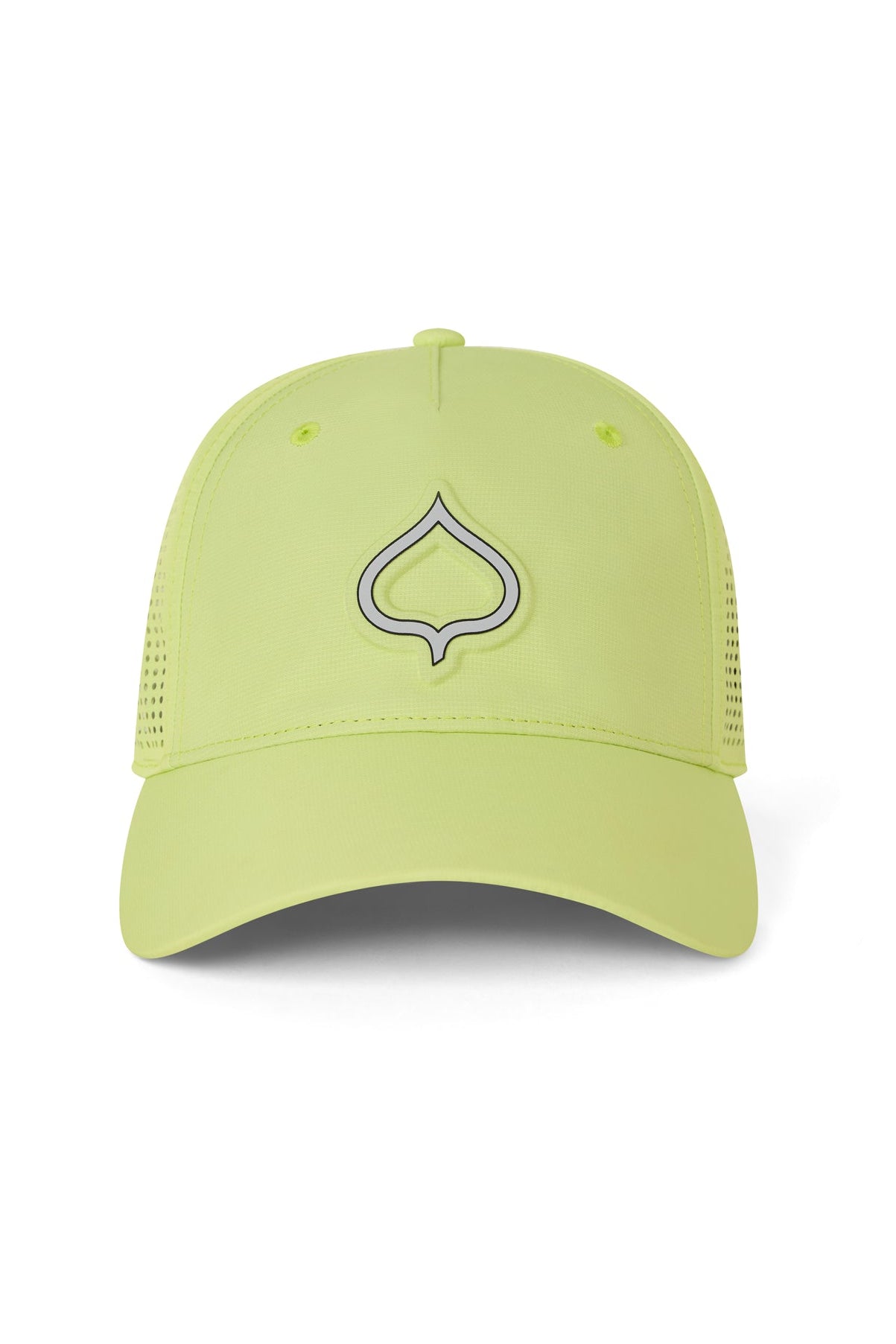 Yellow cap with a logo on a white background